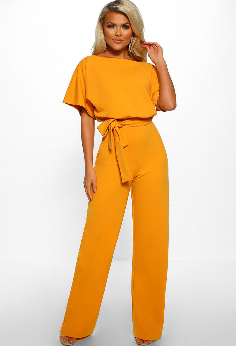 Combinaison à lacets et boutons à manches courtes pour femme, 7 couleurs