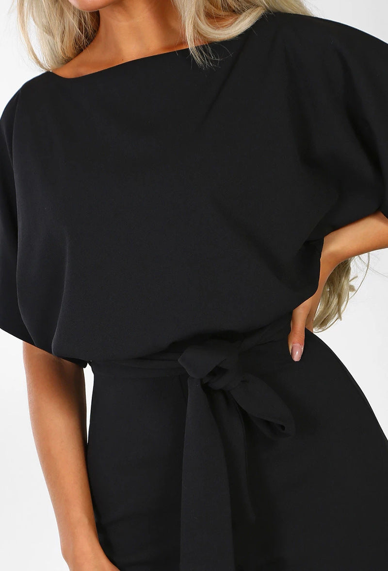 Combinaison à lacets et boutons à manches courtes pour femme, 7 couleurs