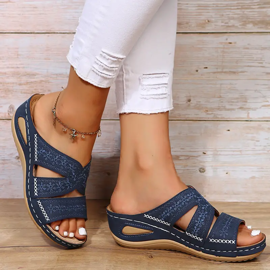 Sandales Jade – Élégance Brodée & Confort Orthopédique
