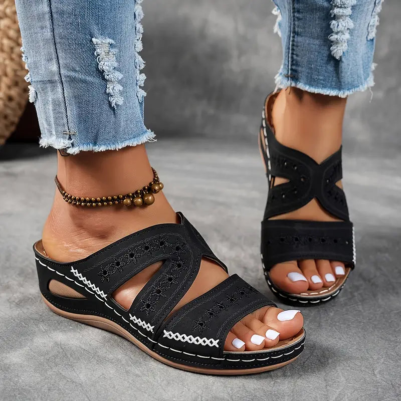 Sandales Jade – Élégance Brodée & Confort Orthopédique