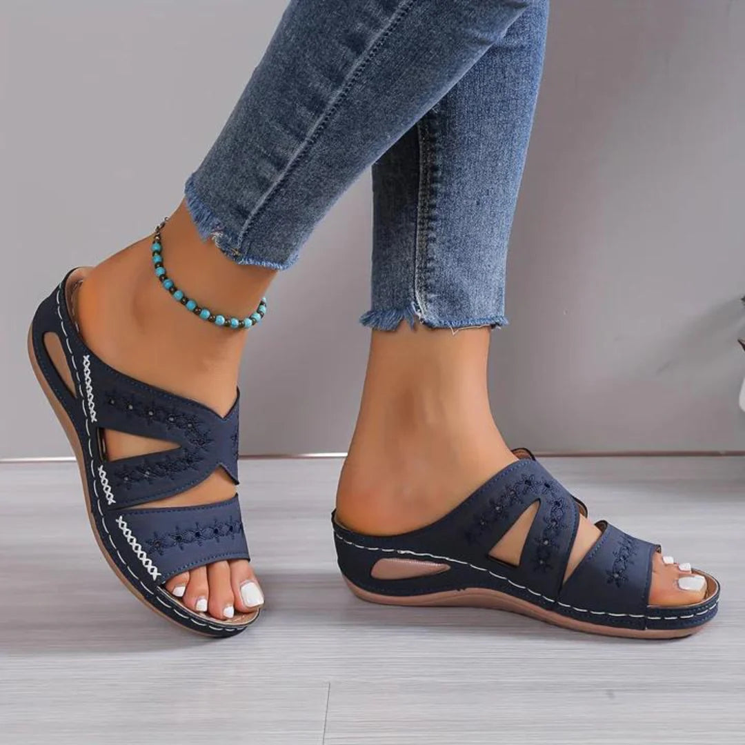 Sandales Jade – Élégance Brodée & Confort Orthopédique