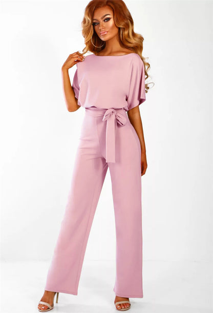 Combinaison à lacets et boutons à manches courtes pour femme, 7 couleurs