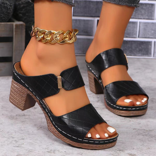 Sandales à talons hauts et bout rond pour femme