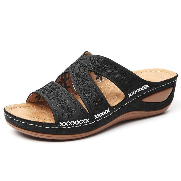 Sandales Jade – Élégance Brodée & Confort Orthopédique
